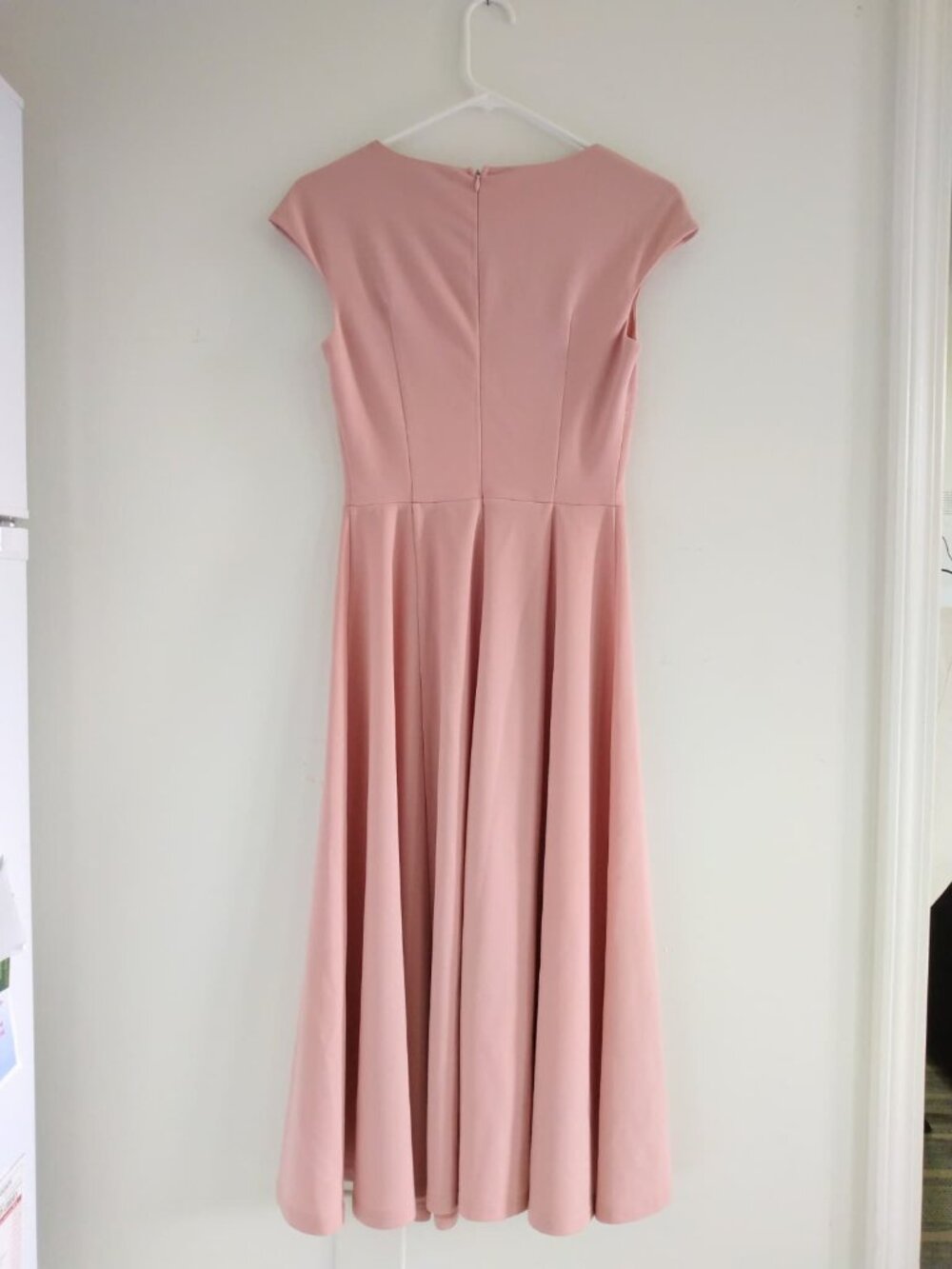 Blush pink fit and flare midi dress with tie - Picture 3 of 10
